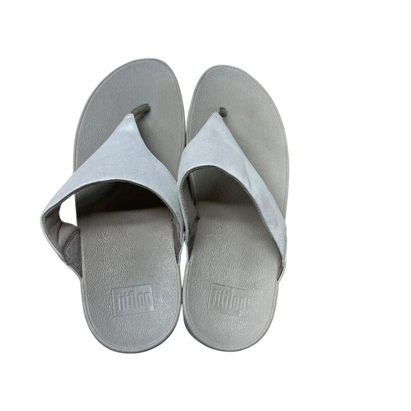 Fitflop LULU Platform Wedge Sandals SILVER Women’s Size 10 Comfort Wide Casual - Picture 2 of 7